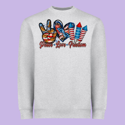 Peace Love Freedom Heavyweight Sweatshirt Designed By Racoondesign