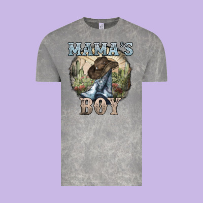 Mama's Boy Western Cowboy Boots Cactus Vintage Tee Designed By Howdyjamesfarm