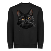 Black Bombay Cat Face Heavyweight Sweatshirt - LillyAllenDesigns