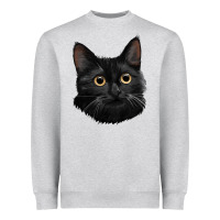 Heather Grey Bombay Cat Face Heavyweight Sweatshirt - LillyAllenDesigns