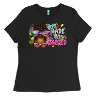 Black 70's made 80's raised afro messy bun Ladies Tee - texasbilliewilder