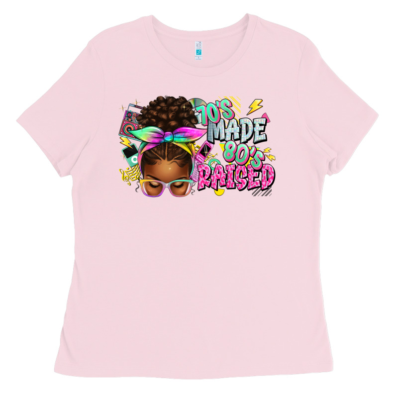 70's Made 80's Raised Afro Messy Bun Ladies Tee by texasbilliewilder | Teevron