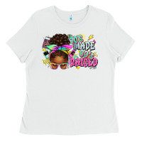 White 70's made 80's raised afro messy bun Ladies Tee - texasbilliewilder
