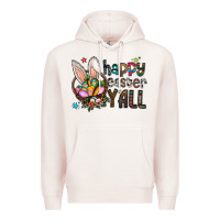 Pale Pink Happy Easter Y'all Premium Hoodie - CowhideDigitalArt