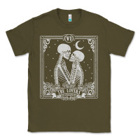 Army Green The Lovers Tarot Card Skeleton Valentines Halloween Occult Classic Tee - longCreatives