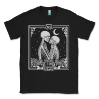 Black The Lovers Tarot Card Skeleton Valentines Halloween Occult Classic Tee - longCreatives