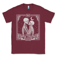 Burgundy The Lovers Tarot Card Skeleton Valentines Halloween Occult Classic Tee - longCreatives