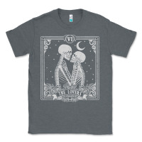 Charcoal Heather The Lovers Tarot Card Skeleton Valentines Halloween Occult Classic Tee - longCreatives