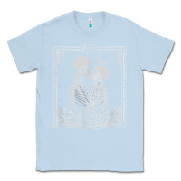 Dusty Blue The Lovers Tarot Card Skeleton Valentines Halloween Occult Classic Tee - longCreatives