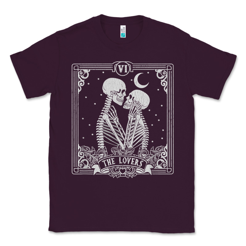 The Lovers Tarot Card Skeleton Valentines Halloween Occult Classic Tee by longCreatives | Teevron