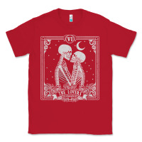 Red The Lovers Tarot Card Skeleton Valentines Halloween Occult Classic Tee - longCreatives