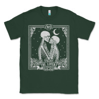 Sports Green The Lovers Tarot Card Skeleton Valentines Halloween Occult Classic Tee - longCreatives