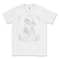 White The Lovers Tarot Card Skeleton Valentines Halloween Occult Classic Tee - longCreatives