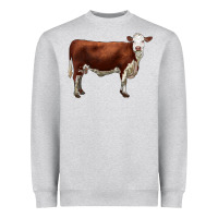 Heather Grey hereford cow Heavyweight Sweatshirt - LillyAllenDesigns