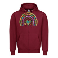Burgundy autism awareness heart leopard rainbow Zipper Hoodie - Artiststas