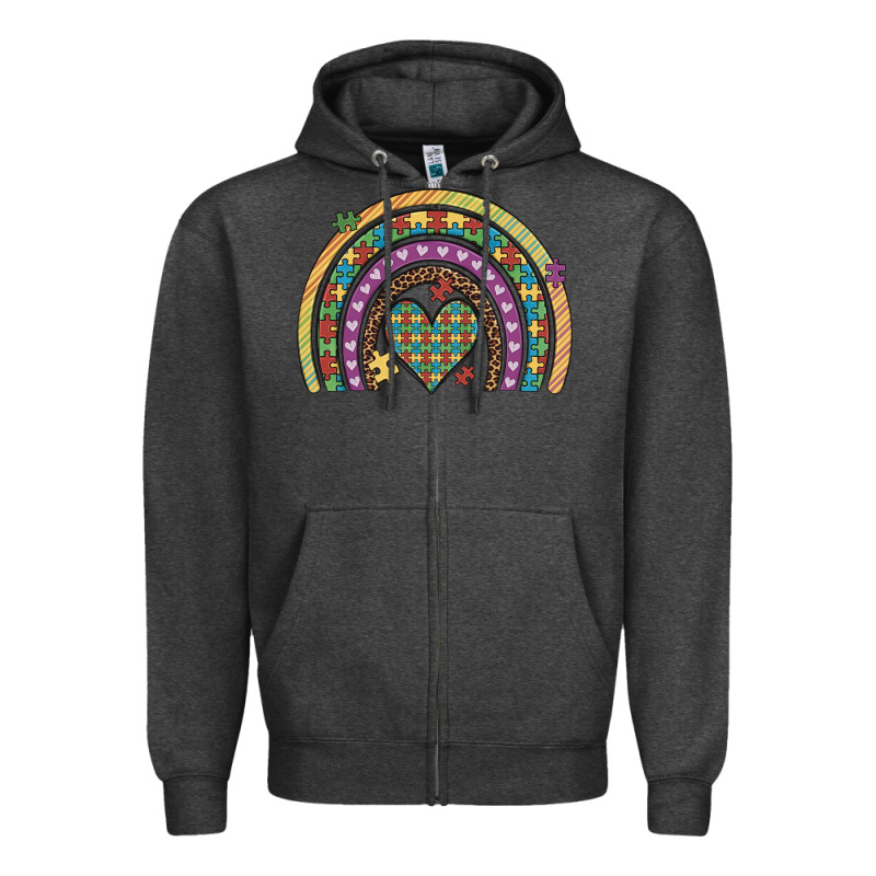 Autism Awareness Heart Leopard Rainbow Zipper Hoodie by Artiststas | Teevron