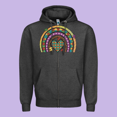 Autism Awareness Heart Leopard Rainbow Zipper Hoodie Designed By Artiststas