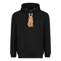 Black easter rabbit pink flowers Heavyweight Hoodie - BarkalooDesign