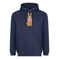 Navy easter rabbit pink flowers Heavyweight Hoodie - BarkalooDesign