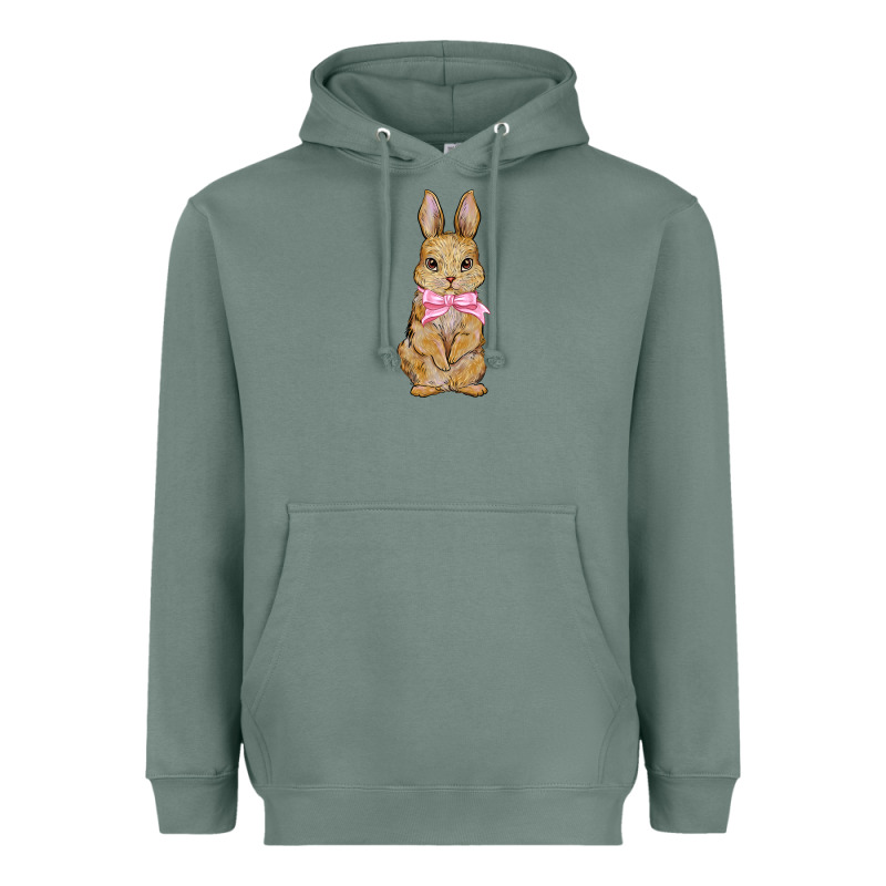 Easter Rabbit Pink Flowers Heavyweight Hoodie by BarkalooDesign | Teevron