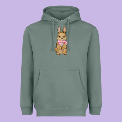 Easter Rabbit Pink Flowers Heavyweight Hoodie Designed By Barkaloodesign