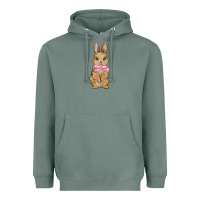 Sage easter rabbit pink flowers Heavyweight Hoodie - BarkalooDesign
