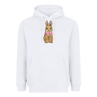 White easter rabbit pink flowers Heavyweight Hoodie - BarkalooDesign