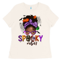 Bone Spooky vibes afro messy bun Ladies Tee - NancyCooperArtShop