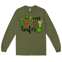 Army Green St. Patrick's Day One lucky Heifer Long Sleeve Tee - OliviaCreatesArt