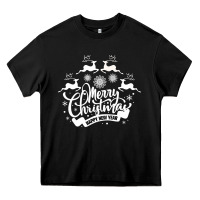 Black Merry Christmas Happy New Year Heavy Core Tee - Bettercallsaul