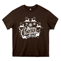 Chocolate Brown Merry Christmas Happy New Year Heavy Core Tee - Bettercallsaul