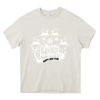 Cream Merry Christmas Happy New Year Heavy Core Tee - Bettercallsaul