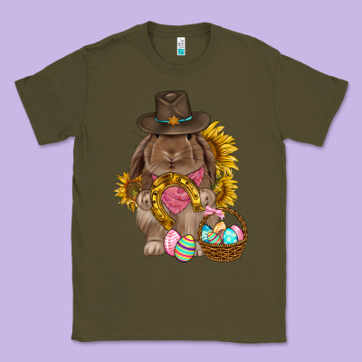 Western Rabbit With Sunflowers Easter Day Classic Tee Designed By Howdyjamesfarm