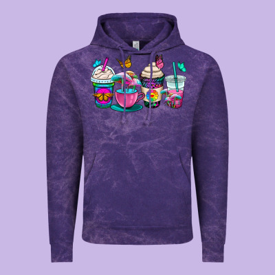 Tie Dye Coffee Cups Vintage Hoodie Designed By Oliviacreatesart