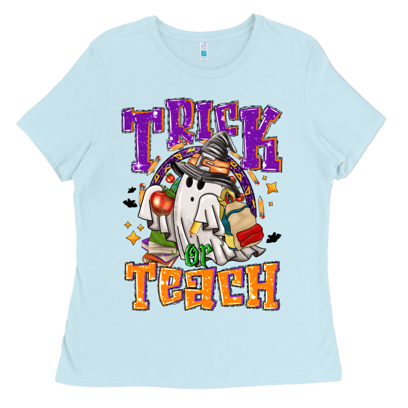 Trick Or Teach Halloween Ladies Tee by NancyCooperArtShop | Teevron