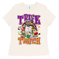 Bone Trick or teach Halloween Ladies Tee - NancyCooperArtShop