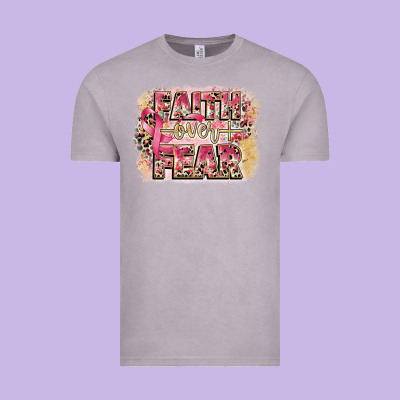 Faith Over Fear Breast Cancer 12 Inches 300 Dpi Vintage Tee Designed By Cowgirlartshop