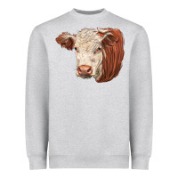 Heather Grey hereford cow face Heavyweight Sweatshirt - LillyAllenDesigns