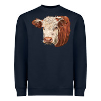 Navy hereford cow face Heavyweight Sweatshirt - LillyAllenDesigns