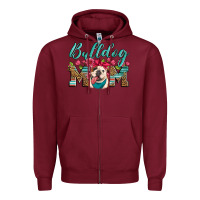 Burgundy english bulldog mom Zipper Hoodie - Artiststas