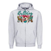Heather Grey english bulldog mom Zipper Hoodie - Artiststas
