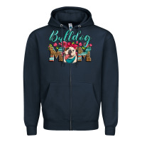 Navy english bulldog mom Zipper Hoodie - Artiststas