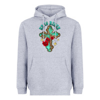 Heather Grey he is risen cross with roses Heavyweight Hoodie - BarkalooDesign