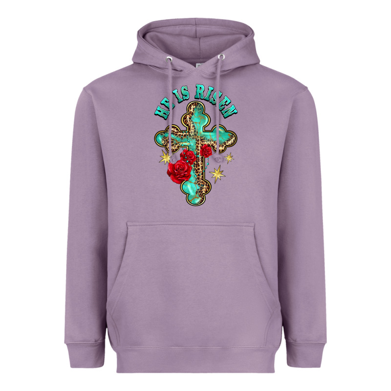 He Is Risen Cross With Roses Heavyweight Hoodie by BarkalooDesign | Teevron