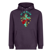Plum he is risen cross with roses Heavyweight Hoodie - BarkalooDesign
