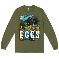 Army Green Easter Day Monster truck crushing eggs Long Sleeve Tee - OliviaCreatesArt