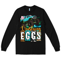 Black Easter Day Monster truck crushing eggs Long Sleeve Tee - OliviaCreatesArt