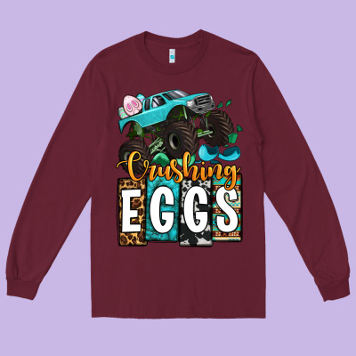 Easter Day Monster Truck Crushing Eggs Long Sleeve Tee Designed By Oliviacreatesart
