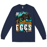 Navy Easter Day Monster truck crushing eggs Long Sleeve Tee - OliviaCreatesArt