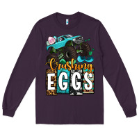 Plum Easter Day Monster truck crushing eggs Long Sleeve Tee - OliviaCreatesArt